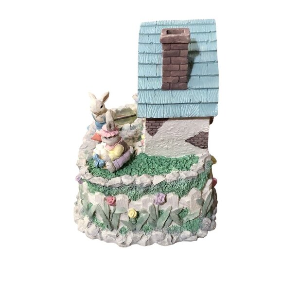 Vintage ABC Lighted Animated Musical Easter Bunny Cottage Used - Picture 7 of 16